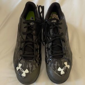 🆕Under Armour | Diamond Tips Camo Baseball Cleats Black & Grey Mens Size 11